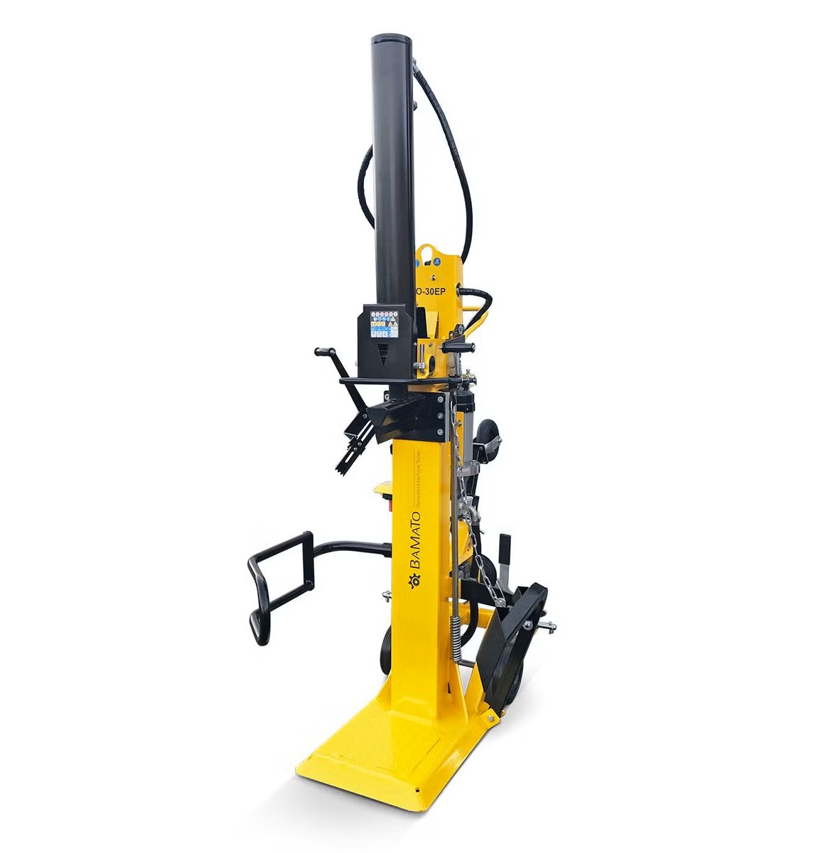 bamato holzspalter ho 30ep | 400v | 30 tonnen | zapfwellen & elektroantrieb | dreipunktaufhängung | inkl. fahrwerk und drehbarem stützrad bamato holzspalter ho 30ep | 400v | 30 tonnen | zapfwellen & elektroantrieb | dreipunktaufhängung | inkl. fahrwerk und drehbarem stützrad