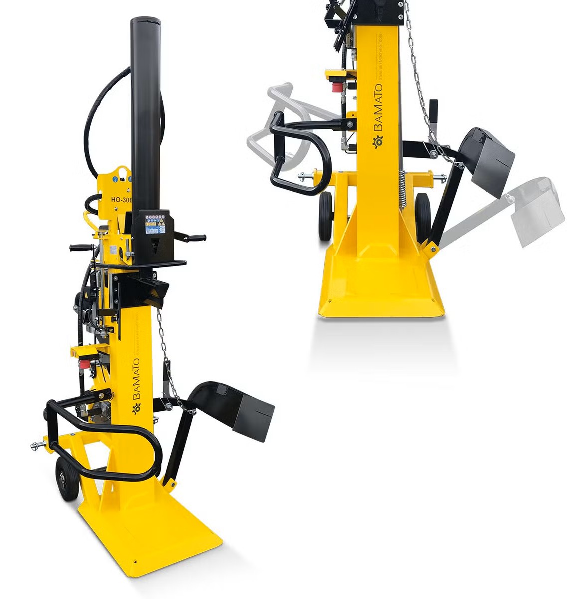 bamato holzspalter ho 30ep | 400v | 30 tonnen | zapfwellen & elektroantrieb | dreipunktaufhängung | inkl. fahrwerk und drehbarem stützrad bamato holzspalter ho 30ep | 400v | 30 tonnen | zapfwellen & elektroantrieb | dreipunktaufhängung | inkl. fahrwerk und drehbarem stützrad